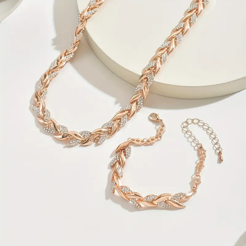 Women's Fish Tail Rhinestone Jewelry Set – Necklace and Bracelet