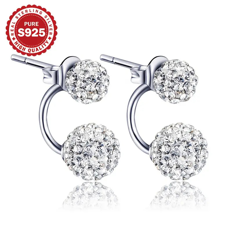 Sterling Silver Shambala Spiral Double Ball Earrings