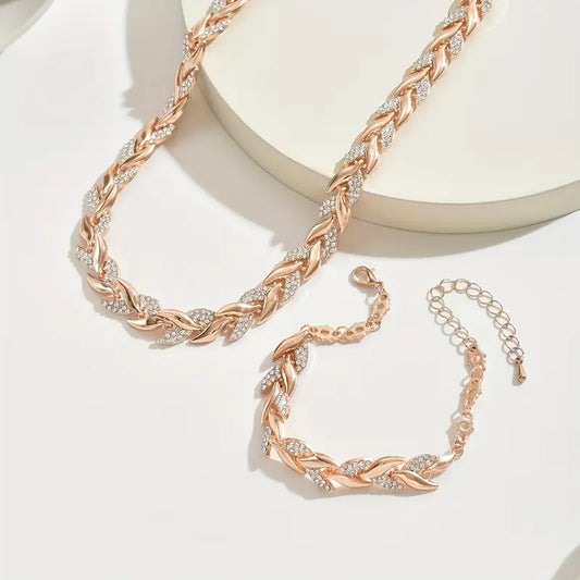 Women's Fish Tail Rhinestone Jewelry Set – Necklace and Bracelet