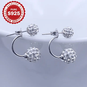 Sterling Silver Shambala Spiral Double Ball Earrings