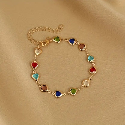 Vintage Heart Charm Beaded Bracelet for Women
