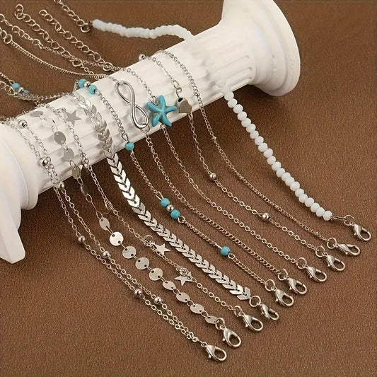 Starfish Bead Anklet Set for Women – Summer Style