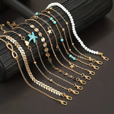 Starfish Bead Anklet Set for Women – Summer Style