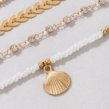 Puka Shell and Airplane Charm Bracelet Set for Women