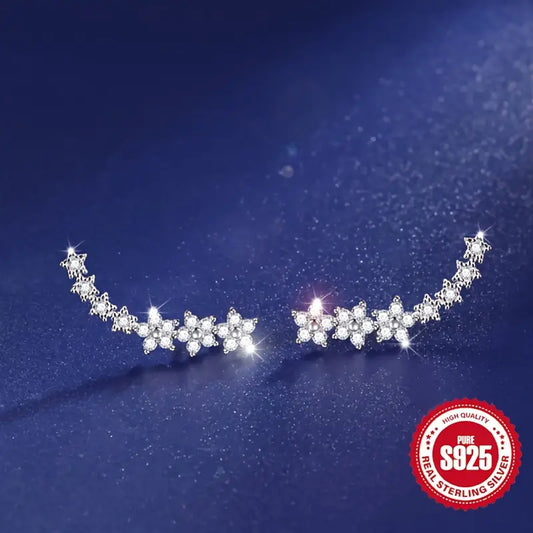 Silver French-Style Mosaic Earrings for Women