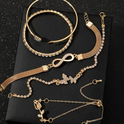 Set of 5 Charm Bracelets – Butterfly, Heart, Flower, Infinity and Tulip